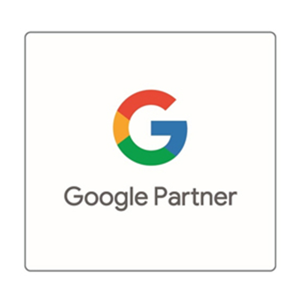 Graphic of a google partner logo with the "G" from the Google logo above the wording Google Partner on a white background.